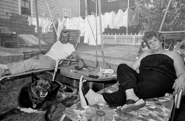 Sage Sohier, Couple in screen house with dog, Brighton, Massachusetts, 1981