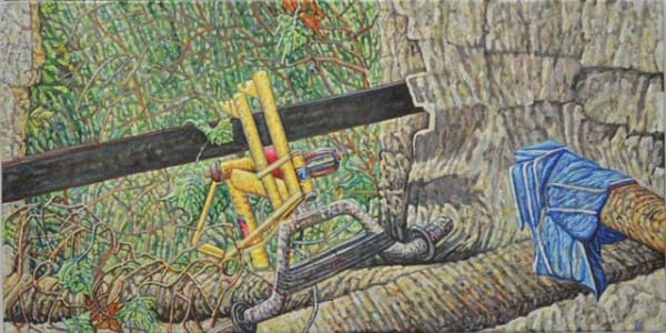 Noel Paine, Yellow frame interrupted by blue cloth