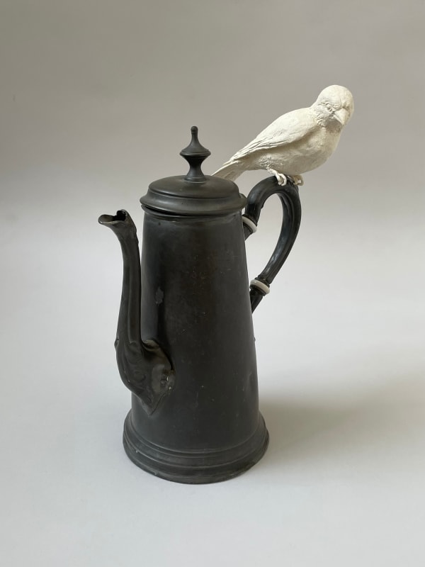 Kaori Tatebayashi, Chaffinch with pewter teapot, 2022