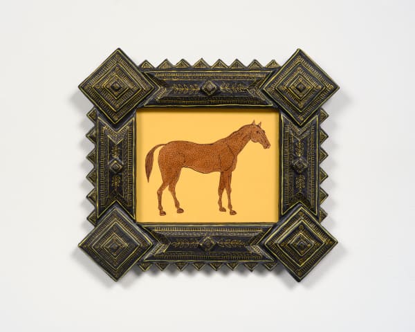 Mark Gagnon, Tramp Art Style Frame with Horse Drawing, 2025