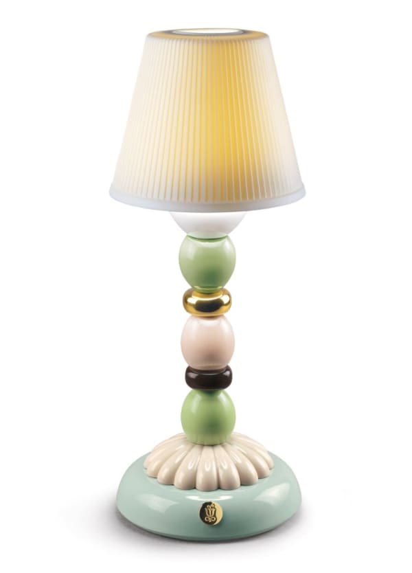LLADRÓ, Palm Firefly Golden Fall Table Lamp. Green and Blue