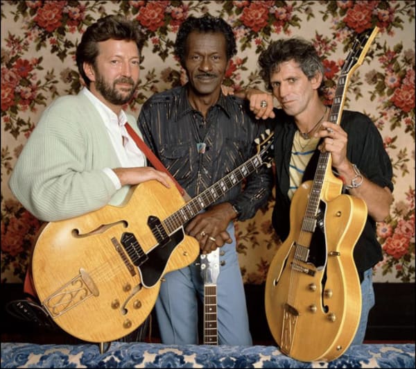 Terry O'Neill, Guitar Legends Berry, Clapton and Richards, Colour, 1986