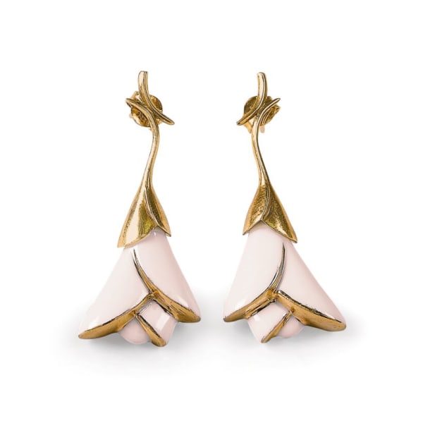 LLADRÓ, Heliconia Short Earrings. Pink