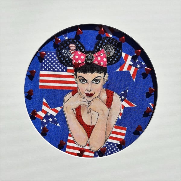 Lissie Baldwin Welcome to Embroiderland, 2021 Embroidery and vintage fabrics 30 x 30 cm 11 3/4 x 11 3/4 in