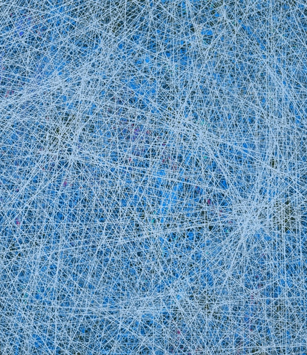 Albert Froling, Artist, Everytime We Say Goodbye, 2023, Mixed Media on Canvas, Blue, Abstract, Turner Art Perspective, Essex Art Gallery