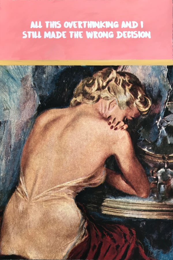 Artist Mr controversial original hand finished pink print all this overthinking and I still made the wrong decision art work