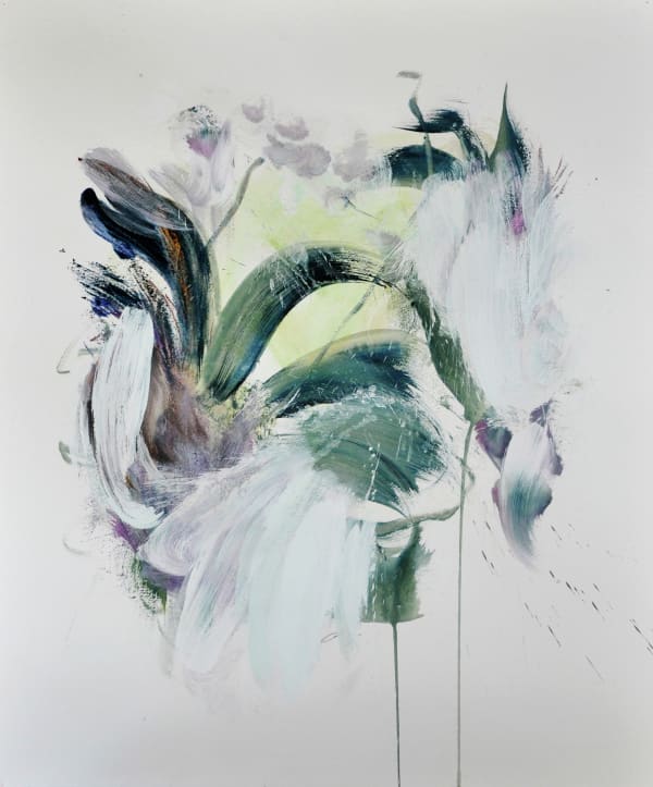Beatriz Elorza green floral painting on paper