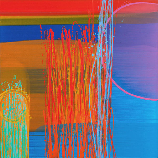 Charlotte Cornish, Artist, Umwelt IV, Neon, Blue, Orange, Green, Red, Turner Art Perspective, Essex Chelmsford Art Gallery