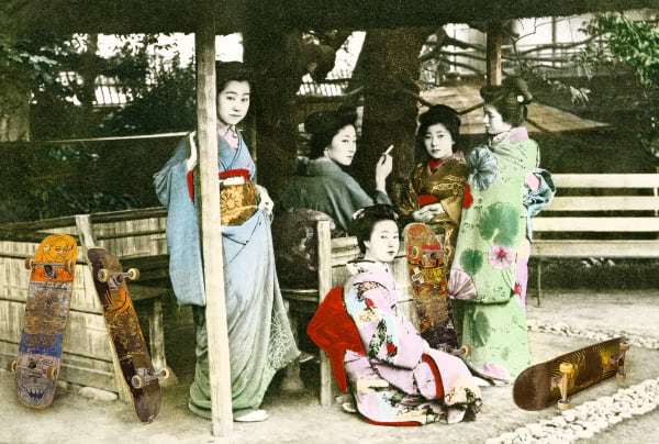 Gavin Mitchell, Artist, Take Five, Geisha Girl, Skateboard, Japan, Turner Art Perspective, Essex Chelmsford Art Gallery