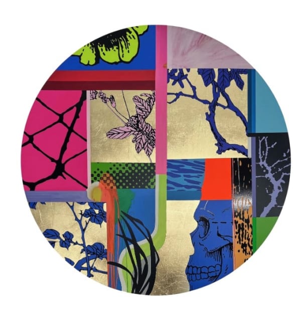 Dan Baldwin, Artist, Fragmented Landscape, Abstract, Gold Leaf, Circle, Turner Art Perspective, Essex, Chelmsford Art Gallery