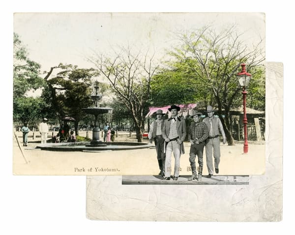 Gavin Mitchell, artist, uneasy truce Old Western & Eastern photographs collage, turner art perspective gallery essex