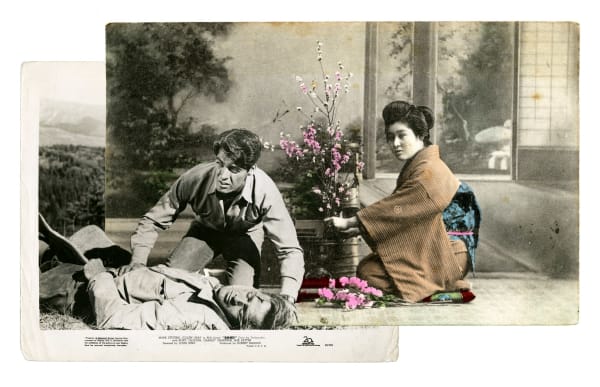 Gavin Mitchell, artist, sand, Geisha girl and old Western photograph, Turner Art Perspective gallery, essex