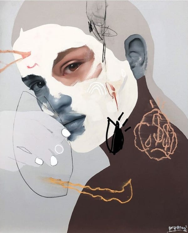 Artist Preston Paperboy "Fatale Vol. 9" Original Art Oil on Canvas Neo-expressionism Portrait Graffiti painting Turner Art Perspective Essex Art Gallery