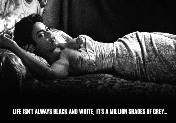 Artist Mr Controversial pulp noir series of balck and white artworks limited edition diamond dust silkscreen life isnt always black and white its a millions shades of grey turner art perspective