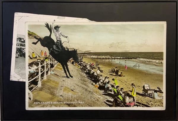 Gavin Mitchell, artist, Old Western photograph collage, Turner Art Perspective gallery essex