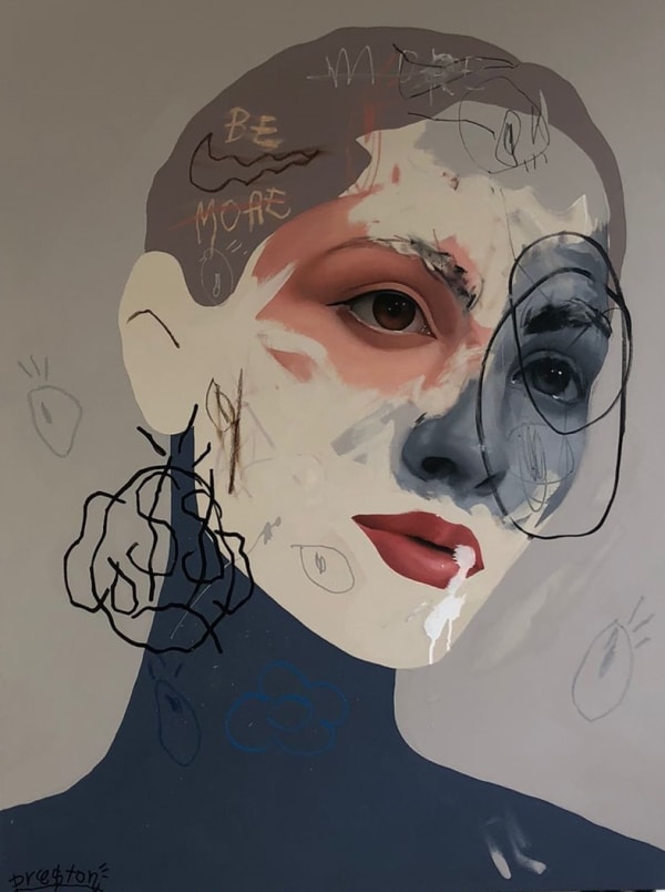 Artist Preston Paperboy "Fatale Vol.11" Original Art Oil on Canvas Neo-expressionism Portrait Graffiti painting Turner Art Perspective Essex Art Gallery