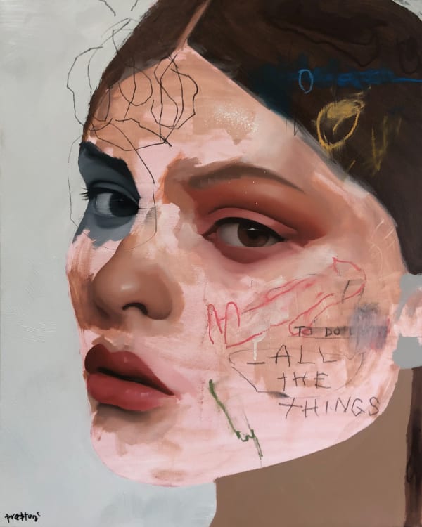 Artist Preston Paperboy "Fatale Vol. 13" Original Art Oil on Canvas Neo-expressionism Portrait Graffiti painting Turner Art Perspective Essex Art Gallery