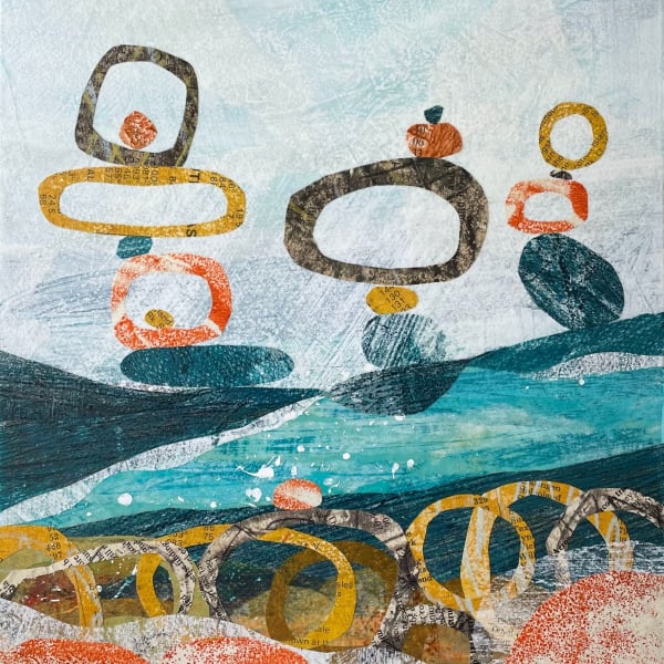 Jane Wilson, Artist, Staking Stones, Blue, Orange, Seascape, Landscape, Turner Art Perspective, Essex Chelmsford Art Gallery