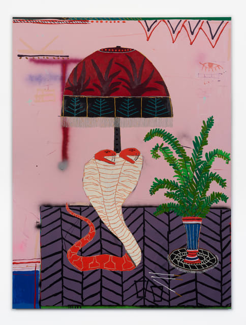 Jordan Kerwick Big Evil Robots, 2020 Oil, acrylic, spray paint and charcoal on canvas 160 x 120 cm