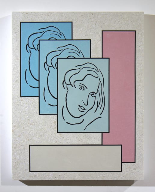 Victor Seaward Matisse Three Times, 2019 Cast concrete panel with inlaid acrylic and polar marble terrazzo 45 x 35 cm