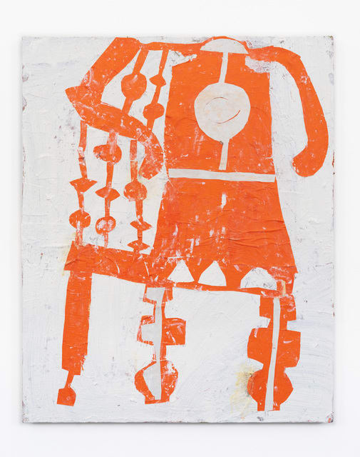 Florence Hutchings Backgammon Chair (Orange) , 2021 Oil and collage on canvas 100 x 80 cm