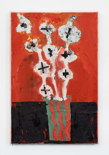 Florence Hutchings Vase of Flowers II, 2020 Oil, collage and oil bar on canvas 60 x 40 cm