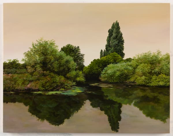 Hannah Brown River Lea 1, 2019 Oil on birch plywood and oak 36 x 46 cm