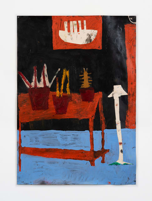 Florence Hutchings The Plant Stand II, 2020 Oil, acrylic and collage on paper 84 x 59 cm