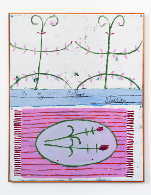 Galina Munroe My Mother's Blessing, 2021 Oil, enamel paint and collage on canvas in artist frame 100 x 80 cm