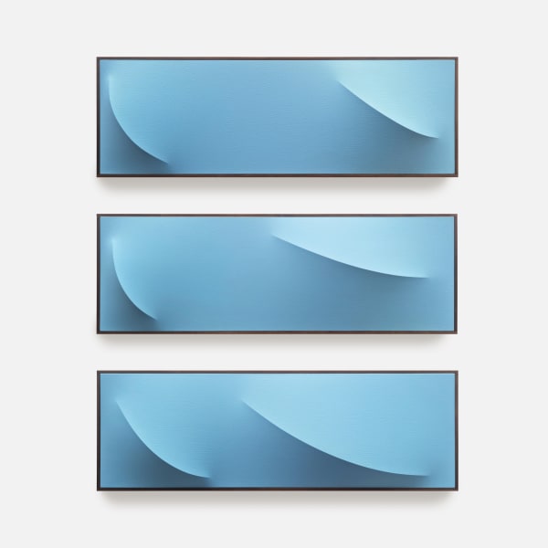 Charlie Oscar Patterson No. 9–15 Blue, 2022 Oil on canvas in three (3) parts 150 x 120 x 12 cm