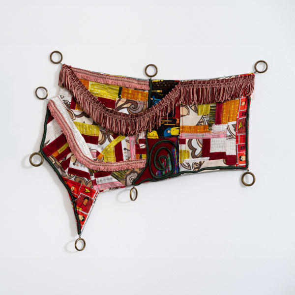 Jessica Voorsanger Star Trek Pucci , 2024 Mixed media, found fabric and curtain rings 65.5 x 55.5 cm