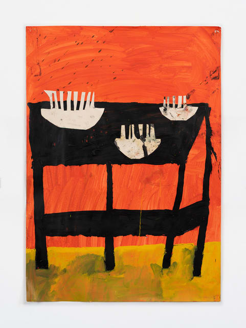 Florence Hutchings The Plant Stand III, 2020 Oil, acrylic and collage on paper 84 x 59 cm