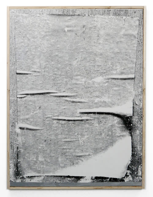 Mike Ballard Recent History 1, 2018 Toner on canvas in artist frame from hoarding 121 x 91 cm