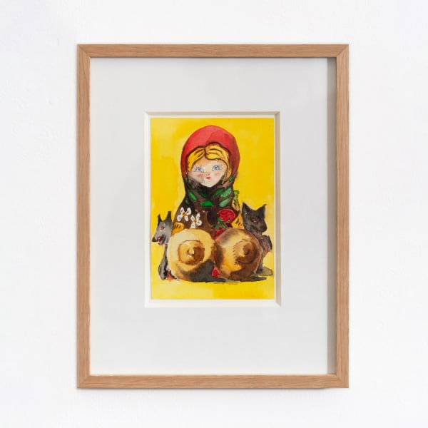 Evita Ziemele Red Riding Hood, 2024 Watercolour on paper 14.5 x 10 cm framed 27.9 x 22 cm