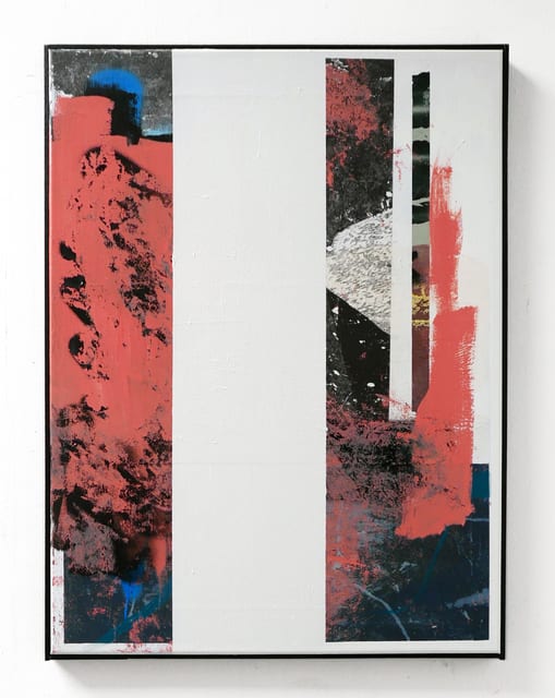 Mike Ballard Salutations, 2018 Oil, acrylic, spray paint and toner in artist frame 80 x 60 cm