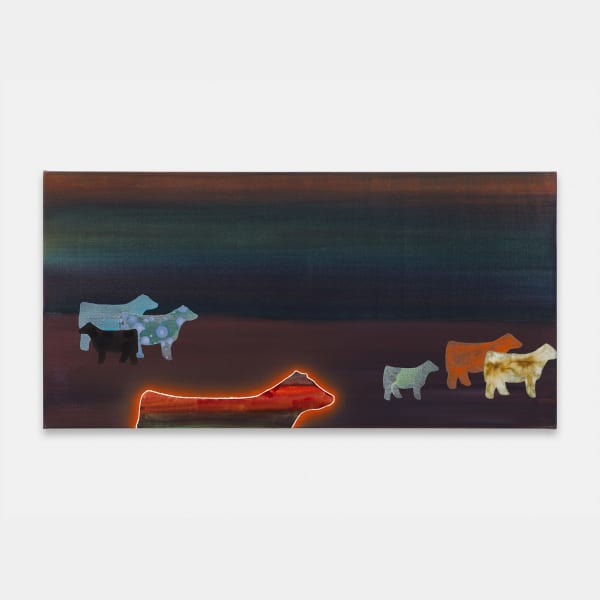 Billy Crosby Concentration Without Effort, 2024 Acrylic and collage on polyester 50.8 x 101.6 cm