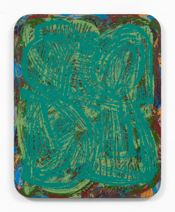 Paul Cole "It's no use wishing now you'd done it different”, 2024 Distemper and oil on linen 66.5 x 53.5 cm