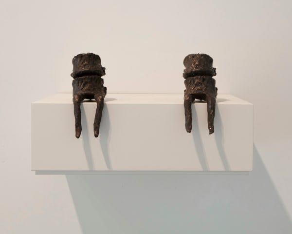 Spine Babies, 2022 Together: 6 x 5 x 3 in. Separate: 2 x 5 x 3 in. Edition of 28 Morris Wazney Bronze with black patina