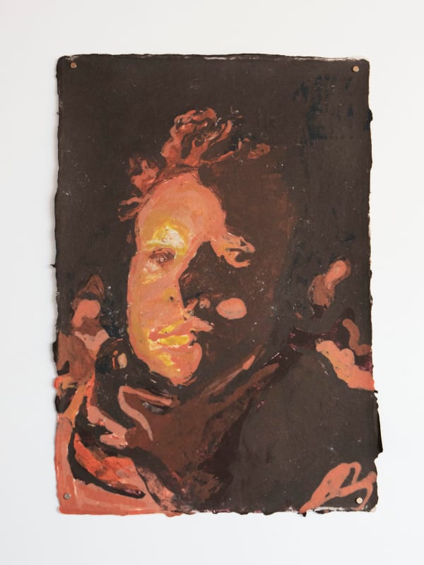 Bliss (01), 2022 23 x 16 in. Raoul Olou Handmade paper pulp painting. Hemp, cotton and flax fibers