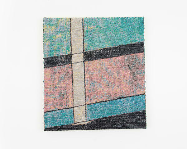 Hitchcock's Coal 3, 2022 31.75 x 28.5 in. Meghan Price Woven cotton and video tape on stretched canvas