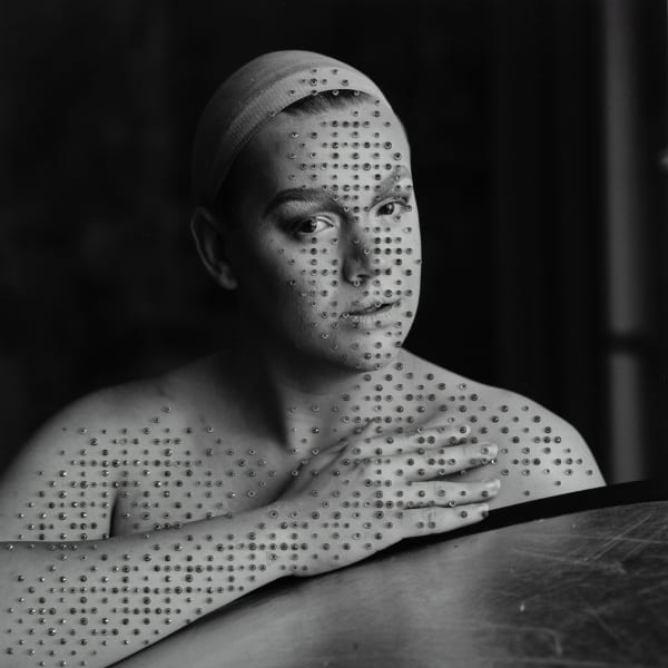 Tiffany Boxx, 2021 16 x 16 in. $2,400, 24 x 24 in. $3,600 40 x 40 in. $4,800 Ryan Van Der Hout Pigment Print with Rhinestones, Framed in White