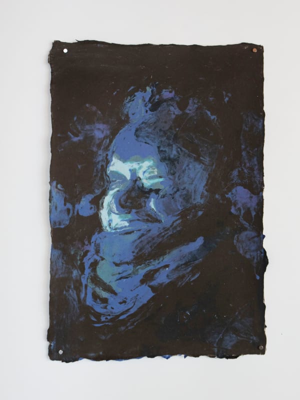 Bliss (02), 2022 23 x 16 in. Raoul Olou Handmade paper pulp painting. Hemp, cotton and flax fibers