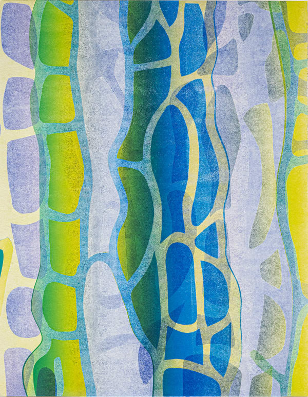 Melontype No. 15, 2024 18 x 14 in. Unique Karen Kar Yen Law Monotype on Arches BFK Rives paper mounted on wood panel