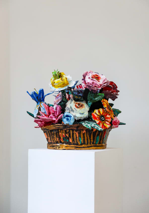 Jean Lowe, Bouquet in Shallow Basket, 2024