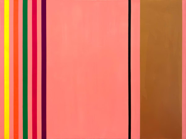 Osvaldo Mariscotti, Untitled (Black and Gold over Salmon), 2025