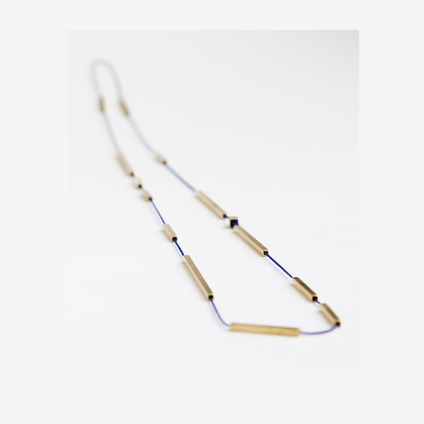 architectural necklace - morse code - in Fairtrade Gold by architectural jewellery artist Ute Decker