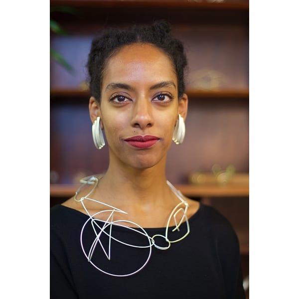 Geometric necklace – geometric poetry #2 - in 100% recycled silver by geometric jewellery artist Ute Decker
