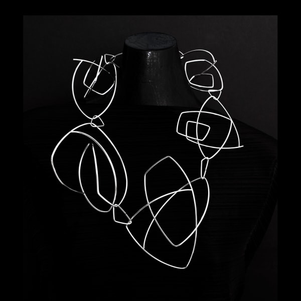 Geometric necklace – geometric poetry - in 100% recycled silver by geometric jewellery artist Ute Decker