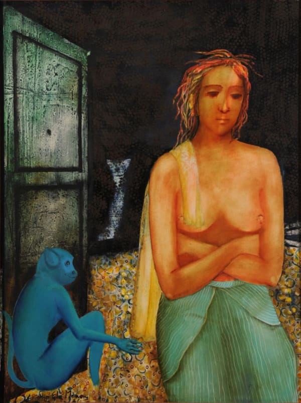 Anjolie Ela Menon, Woman with Blue Monkey, 2007