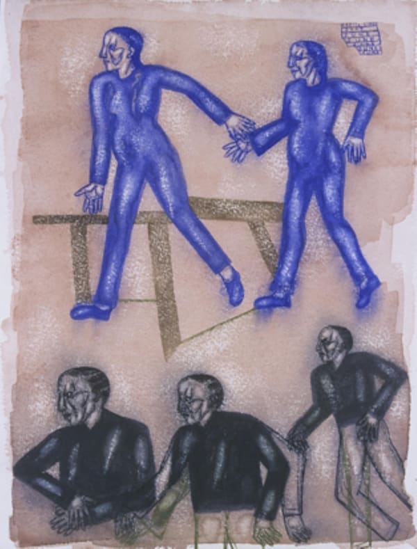 Arpita Singh, Women in Blue, Men in Black, 2007